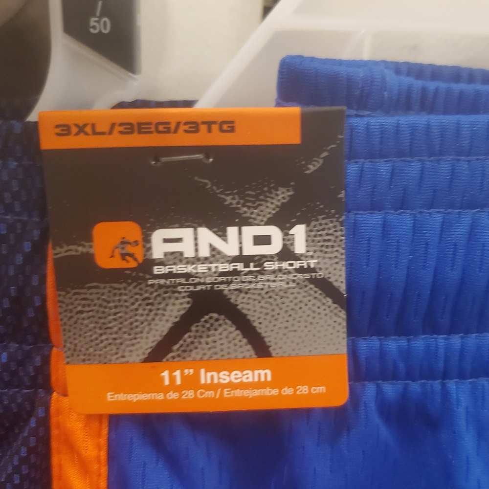 AND1 Big Men's Flash Cut Basketball Shorts, 11" Inseam - Size 3XL - Picture 3 of 8